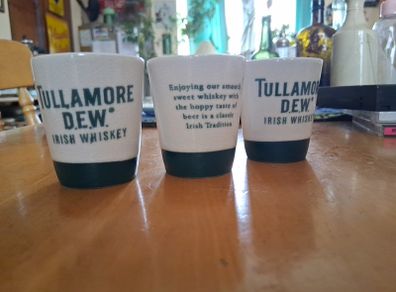 3 ceramic Tullamore Dew whiskey shot glasses