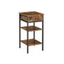 Set of 2 Vintage Brown & Black Bedside Tables with Drawer & Shelves Image 2