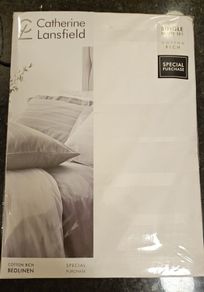 NEW White satin stripe duvet set - single