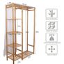 Bamboo Wood Clothing Garment Rack with Shelves Clothes Hanging Rack Stand for Child Kids Adults Cloth Shoe Coat Storage Organize Image 2