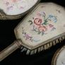 Vintage Vanity Brush set,2 Mirrors and Brush 3 pices ,Embroid Floral gold filigree dressing Vanity Image 5