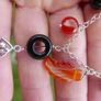 Vintage Sterling Silver 925 Bold, dramatic , silver, onyx, jasper necklace "NIGHT FIRE" 11,2g L-11" Image 3