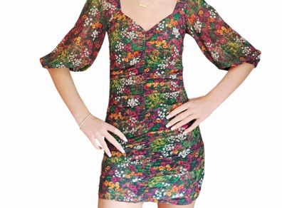 Desigual floral ruched mini dress