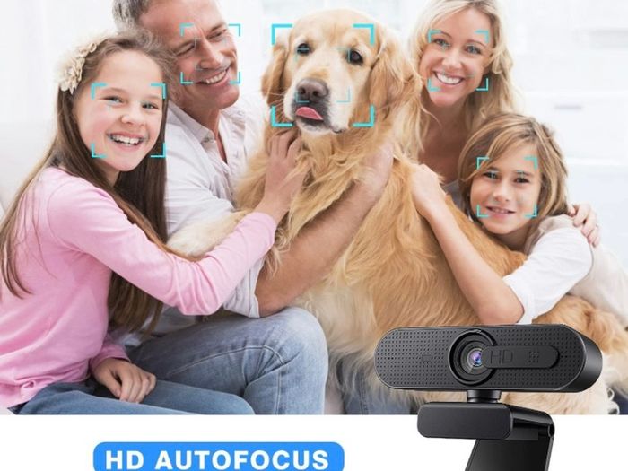 1080P HD Autofocus Webcam, Dual-Mic and Privacy Cover for Mac/Computer/Laptop/Xbox One, Live Streaming/Skype/Video Chat/On-line Class/Conference, Black (FREE POSTAGE)