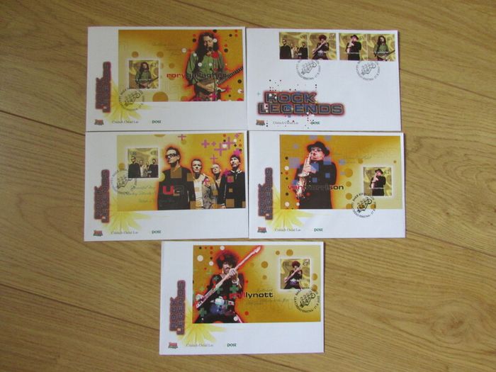 Irish Rock Music Legends Stamp First Day Covers.Set Of Five.