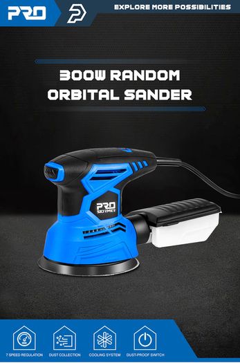 300W Random Orbital Electric Sander Machine with 21Pcs 125mm Sandpapers 120V/240V Strong Dust Collection Polisher by PROSTORMER