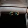 Small Vintage Dark Green and Black Earrings Image 4