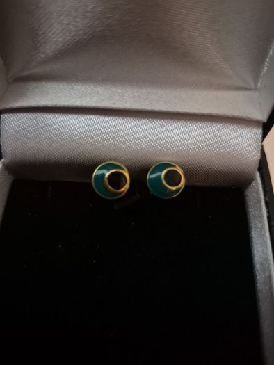 Small Vintage Dark Green and Black Earrings