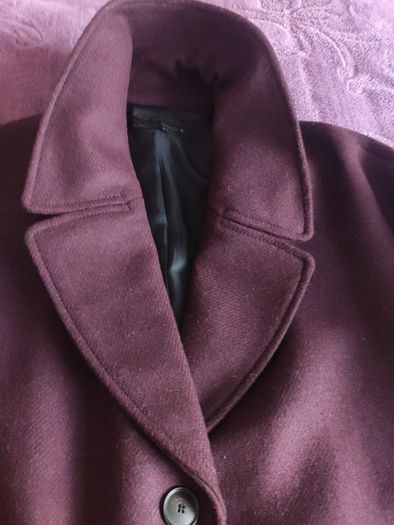 Zara Oversized Long Wool Blend Coat Burgundy  XL - NWOT