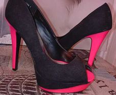 Black and Pink High Heels Size 7