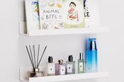 4 Pack White Adhesive Shelves, 15"x4" No Drill Acrylic Wall Shelves | Dual-Mount (Adhesive or Screws) Waterproof Storage Bathroom Shelf Organizer for Kitchen, Living Room, Bedroom