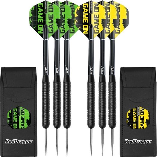 FREE P&P Steel Darts Set, Professional 23g Darts Tip with Non-Slip Stainless Steel Shaft, Poly Flights, PVC Shafts, Dart Sharpener, Rubber Rings, Flight Protecter, with Gift Box