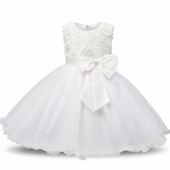 Girls 3D Effect Flower Sleeveless Formal Party Dress Wedding Bridesmaid Sz 4-5yrs