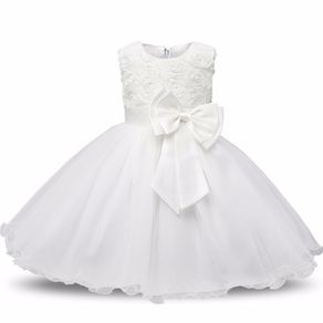Girls 3D Effect Flower Sleeveless Formal Party Dress Wedding Bridesmaid Sz 4-5yrs