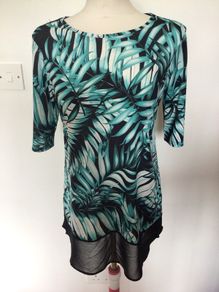 Gerard Ladies Green & Black blouse top 3/4 sleeve size 12 includes postage
