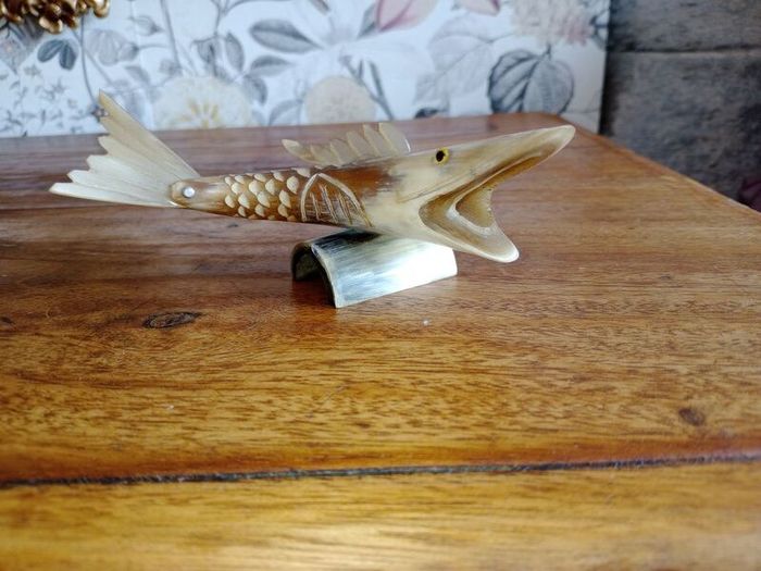 Vintage Carved Horn Fish