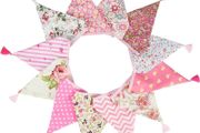NEW SALE Fabric Bunting Banner with Tassel, 3.3M Double Sided Cotton Tassel Banner with 12 Pink Triangle Pennants, Vintage Cloth Garlands for Nursery Bedroom Playhouse Decoration
