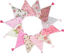 NEW SALE Fabric Bunting Banner with Tassel, 3.3M Double Sided Cotton Tassel Banner with 12 Pink Triangle Pennants, Vintage Cloth Garlands for Nursery Bedroom Playhouse Decoration