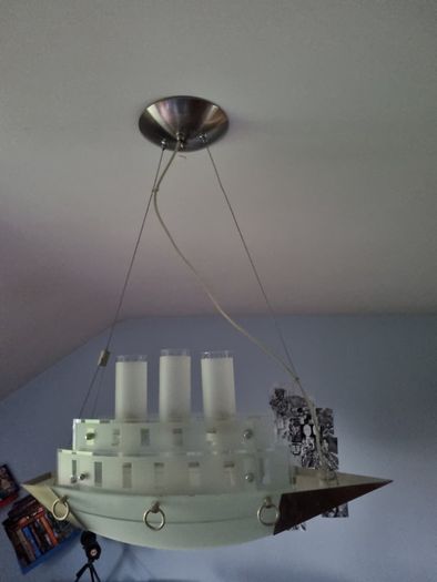 Frosted White Glass With Silver Trim Ship Light Fixture
