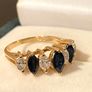 Sold 14k Solid Yellow Gold Sapphire Diamond Ring Size 6.5 Image 4