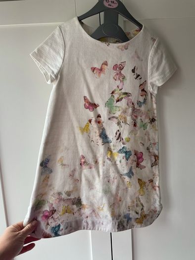 Zara dainty butterfly pattern white dress