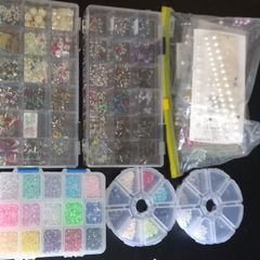 Job lot of Ribbon, Flat backed Pearls & Embellishments
