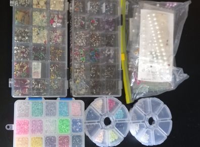 Job lot of Ribbon, Flat backed Pearls & Embellishments