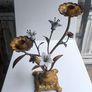 Antique 1930s French Botanical Gilt Metal & Porcelain Candelabra Image 10