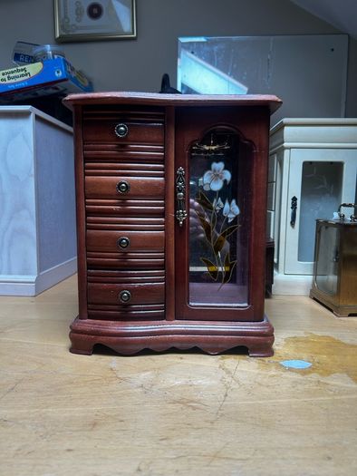 vintage wooden jewellery cabinet