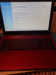 RED HP Laptop, Intel Pentium CPU 3825U 1,9GHz, 8GB Ram, 1 Terrabyte HDD, Windows 10 Home, Microsoft Edge, Chrome
