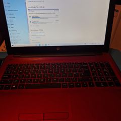 RED HP Laptop, Intel Pentium CPU 3825U 1,9GHz, 8GB Ram, 1 Terrabyte HDD, Windows 10 Home, Microsoft Edge, Chrome