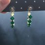Green Gem hoop earring and ring with light gold hardware Image 6