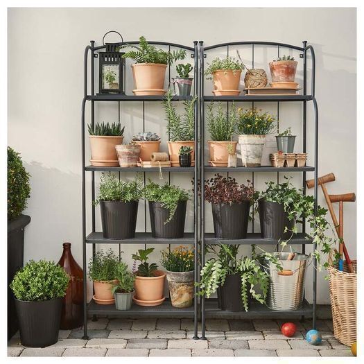 Ikea Lacko outdoor garden metal shelving unit 162cm H x 62cm W