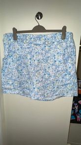 Primark White Blue and Green Floral Pattern Shorts