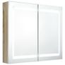 LED Bathroom Mirror Cabinet White and Oak 80x12x68 cm Image 5