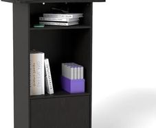 Podium Stand Portable,Mobile Wood Pulpit Podium Hostess Stand Reception Desk with Adjustable Shelf and Lockable Wheels for Churches Conference School