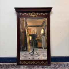 Empire Style Mahogany Mirror with Brass Mounts