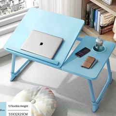 Laptop Bed Table with Foldable Legs & Cup Slot, Reading Holder Notebook Stand Breakfast Bed Tray Book Holder for Sofa, Bed, Terrace, Balcony (Blue)