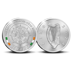 !!!135 Tonigh Only!!!Coin Ireland 2024 Silver Proof 15 Euro The Defence Forces in Original Holder & COA