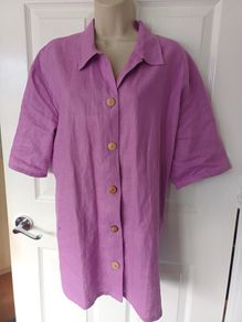 Lilac Heavy100%  Linen Long Top Size 18