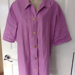 Lilac Heavy100%  Linen Long Top Size 18