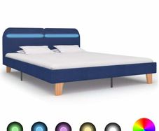 Bed Frame with LED Blue Fabric 150x200 cm
