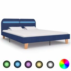 Bed Frame with LED Blue Fabric 150x200 cm
