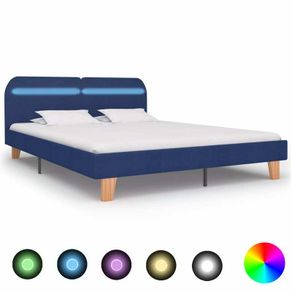 Bed Frame with LED Blue Fabric 150x200 cm
