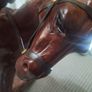 Vintage 1950s/60s Carved Wood wrapped in leather horses Image 5