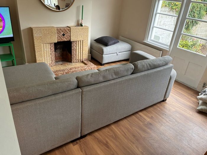DFS Lydia 3 Seater L-Shaped Sofa Bed & Footstool Professionally Cleaned
