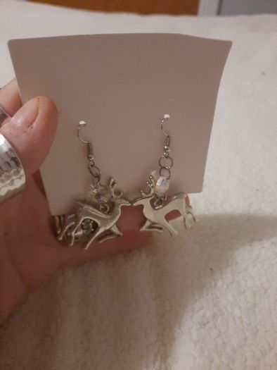 silver reindeer earrings