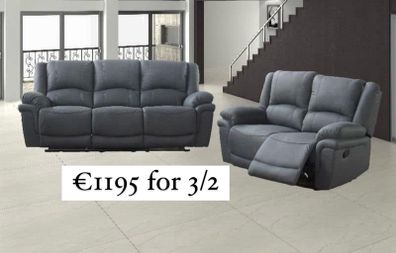 Easy clean fabric recliner sofa set on sale !