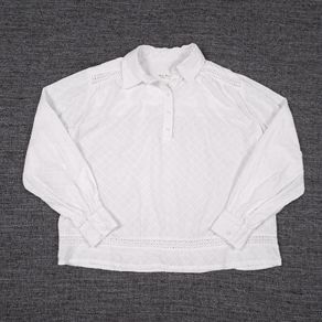 Part Two White Eyelet Embroidered Lace Detail Long Sleeve Blouse 8UK/36EU