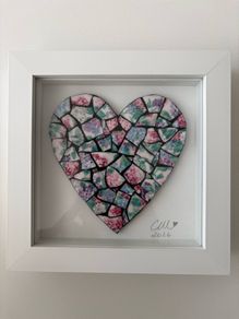 Handmade framed Heart in Pique Assiette